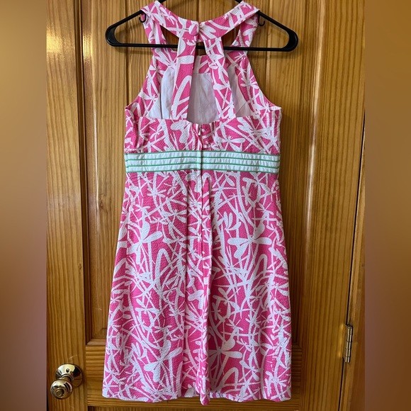 EUC Lilly Pulitzer Tinsley Seersucker Pink Light My Fire Dragonfly dress - Picture 2 of 4